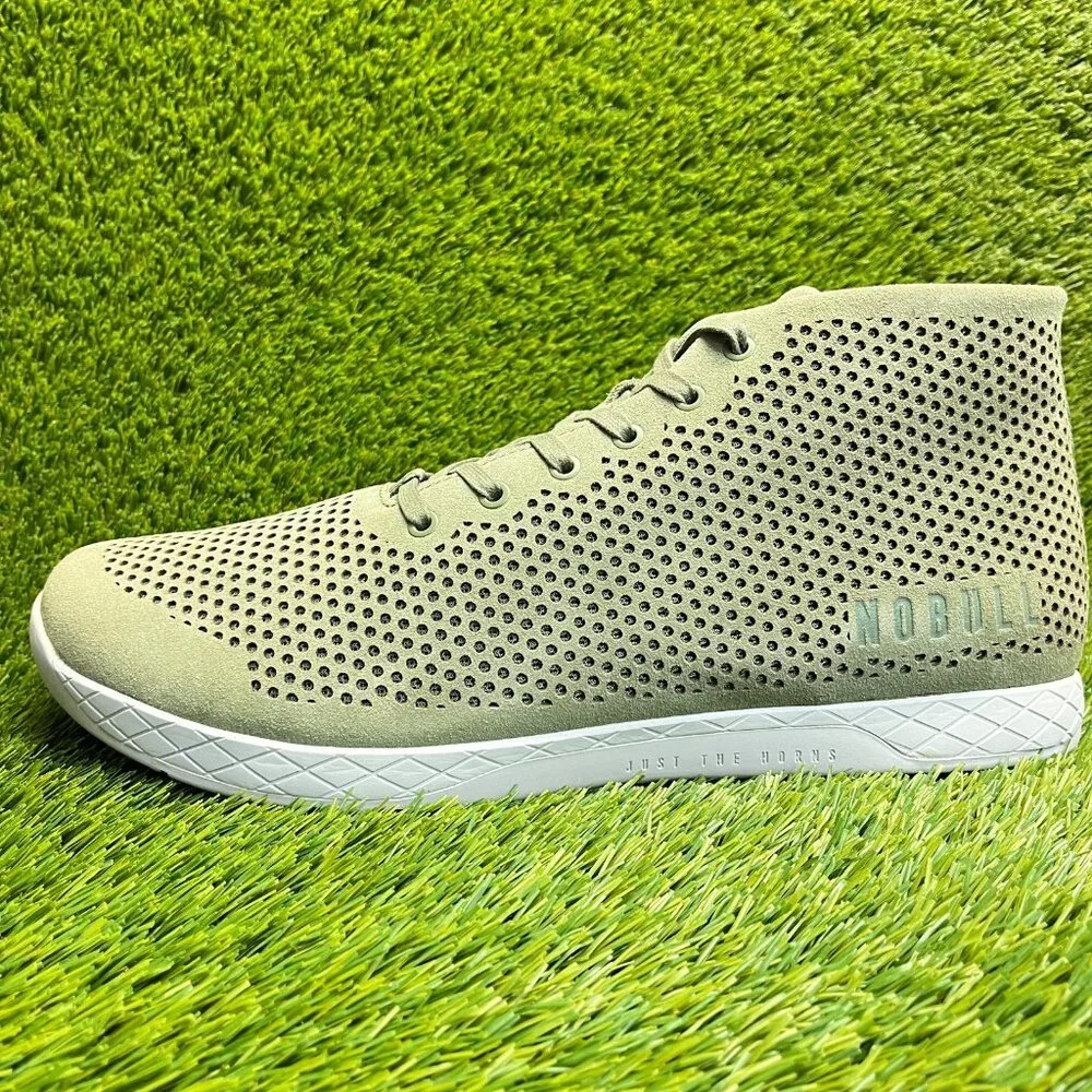 Nobull Mid Suede Trainers Mens Size 18 Green White Running Lace Up Shoes Sneaker